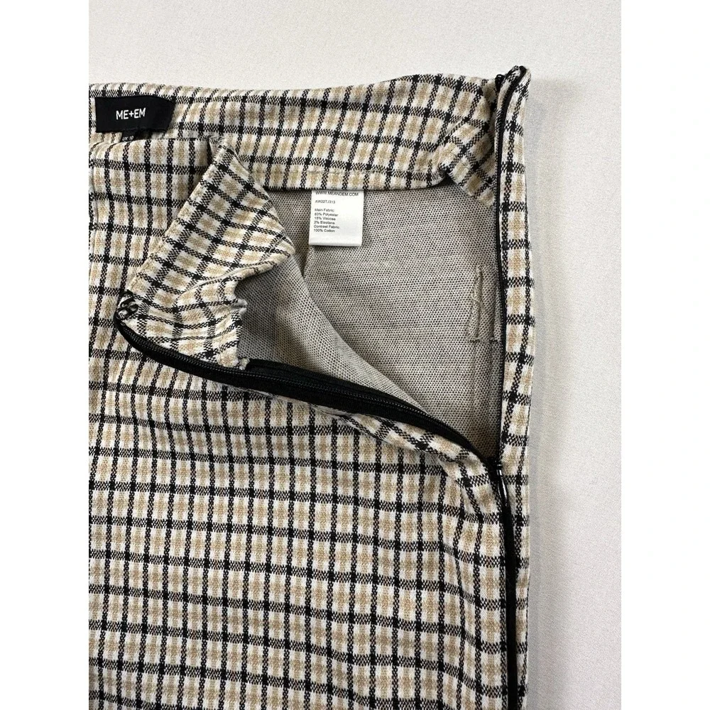 ME+EM Plaid Flared Pants Women Size US 6 Beige Black‎ Tan Trousers EUC